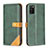 Leather Case Stands Flip Cover Holder B14F for Samsung Galaxy A03s Green