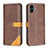 Leather Case Stands Flip Cover Holder B14F for Samsung Galaxy A04 4G Brown