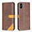 Leather Case Stands Flip Cover Holder B14F for Samsung Galaxy A04E Brown