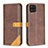 Leather Case Stands Flip Cover Holder B14F for Samsung Galaxy A12 5G Brown