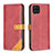 Leather Case Stands Flip Cover Holder B14F for Samsung Galaxy A12 Nacho Red