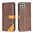 Leather Case Stands Flip Cover Holder B14F for Samsung Galaxy A22 5G Brown