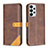 Leather Case Stands Flip Cover Holder B14F for Samsung Galaxy A23 4G Brown