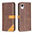 Leather Case Stands Flip Cover Holder B14F for Samsung Galaxy A23 5G SC-56C Brown