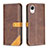 Leather Case Stands Flip Cover Holder B14F for Samsung Galaxy A23s Brown