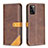 Leather Case Stands Flip Cover Holder B14F for Samsung Galaxy A41 Brown