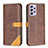 Leather Case Stands Flip Cover Holder B14F for Samsung Galaxy A52s 5G Brown