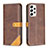 Leather Case Stands Flip Cover Holder B14F for Samsung Galaxy A53 5G Brown