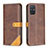 Leather Case Stands Flip Cover Holder B14F for Samsung Galaxy A71 4G A715 Brown