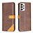 Leather Case Stands Flip Cover Holder B14F for Samsung Galaxy A73 5G Brown