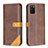 Leather Case Stands Flip Cover Holder B14F for Samsung Galaxy F02S SM-E025F Brown