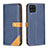 Leather Case Stands Flip Cover Holder B14F for Samsung Galaxy M12 Blue