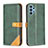 Leather Case Stands Flip Cover Holder B14F for Samsung Galaxy M32 5G Green