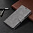 Leather Case Stands Flip Cover Holder B14F for Samsung Galaxy S22 Ultra 5G Gray