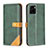 Leather Case Stands Flip Cover Holder B14F for Vivo Y01 Green