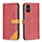 Leather Case Stands Flip Cover Holder B14F for Vivo Y02S Red