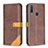 Leather Case Stands Flip Cover Holder B14F for Vivo Y11 Brown