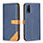 Leather Case Stands Flip Cover Holder B14F for Vivo Y12s (2021) Blue