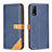 Leather Case Stands Flip Cover Holder B14F for Vivo Y12s Blue