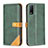 Leather Case Stands Flip Cover Holder B14F for Vivo Y12s Green
