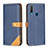 Leather Case Stands Flip Cover Holder B14F for Vivo Y15 Blue