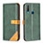 Leather Case Stands Flip Cover Holder B14F for Vivo Y3 Green