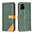 Leather Case Stands Flip Cover Holder B14F for Vivo Y32t Green