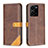 Leather Case Stands Flip Cover Holder B14F for Vivo Y35 4G