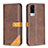 Leather Case Stands Flip Cover Holder B14F for Vivo Y51A Brown