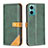 Leather Case Stands Flip Cover Holder B14F for Xiaomi Redmi 10 5G Green