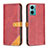 Leather Case Stands Flip Cover Holder B14F for Xiaomi Redmi 10 5G Red