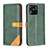 Leather Case Stands Flip Cover Holder B14F for Xiaomi Redmi 10C 4G Green