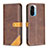 Leather Case Stands Flip Cover Holder B14F for Xiaomi Redmi K40 Pro 5G Brown