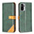 Leather Case Stands Flip Cover Holder B14F for Xiaomi Redmi Note 10 4G Green