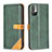 Leather Case Stands Flip Cover Holder B14F for Xiaomi Redmi Note 10 5G Green