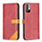 Leather Case Stands Flip Cover Holder B14F for Xiaomi Redmi Note 10 5G Red