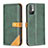 Leather Case Stands Flip Cover Holder B14F for Xiaomi Redmi Note 10T 5G Green