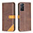 Leather Case Stands Flip Cover Holder B14F for Xiaomi Redmi Note 11 Pro 4G Brown