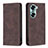 Leather Case Stands Flip Cover Holder B15F for Huawei Honor 60 5G Brown