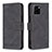 Leather Case Stands Flip Cover Holder B15F for Vivo Y01 Black