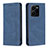 Leather Case Stands Flip Cover Holder B15F for Vivo Y35 4G Blue