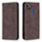 Leather Case Stands Flip Cover Holder B15F for Xiaomi POCO C3 Brown