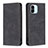 Leather Case Stands Flip Cover Holder B15F for Xiaomi Poco C51 Black