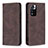 Leather Case Stands Flip Cover Holder B15F for Xiaomi Poco X4 NFC Brown