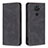 Leather Case Stands Flip Cover Holder B15F for Xiaomi Redmi Note 9 Black