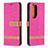 Leather Case Stands Flip Cover Holder B16F for Huawei P50 Pro Hot Pink