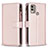 Leather Case Stands Flip Cover Holder B16F for Nokia C22 Rose Gold