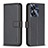 Leather Case Stands Flip Cover Holder B16F for Realme C55 Black