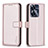 Leather Case Stands Flip Cover Holder B16F for Realme C55 Rose Gold