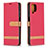 Leather Case Stands Flip Cover Holder B16F for Samsung Galaxy A12 Nacho Red